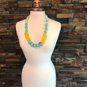 Alicia D Marbled Turquoise & Citron Resin Necklace